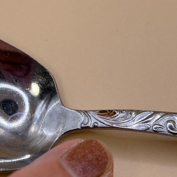 1 Sugar Spoon Dignity Acsons 5 5/8 in Stain on Front Swirl Pattern - Picture 3 of 10